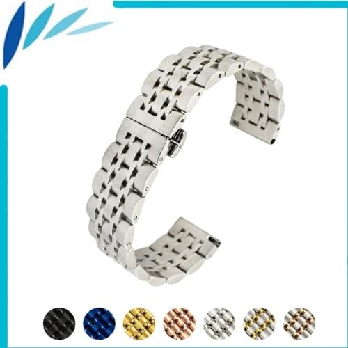 Stainless Steel Watch Band 20mm 22mm for Rolex Butterfly Buckle Strap Quick Release Loop Belt Bracelet Black Silver + Spring Bar