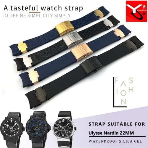 22mm Silicone Rubber Belt Waterproof Watch Strap Special for Ulysse Nardin DIVER 263 mens mechanical watch accessories
