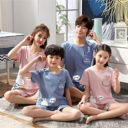 Family Clothes Mother Father And Children Daddy Fathers Day Gift T-shirt Pants Cartoon Short Sleeve Homewear Dad And Son Cloth