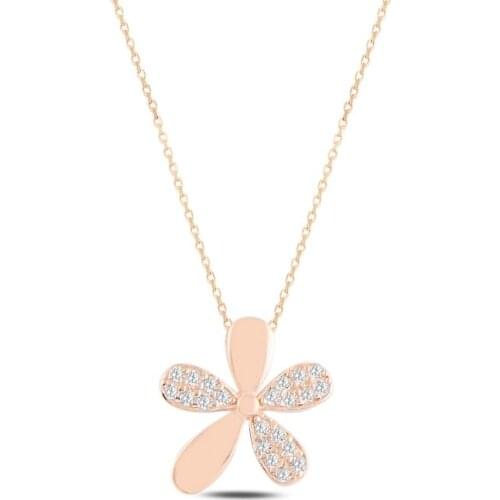 Silver 925 Sterling Daisy Zircon Cubic Zirconia Necklace