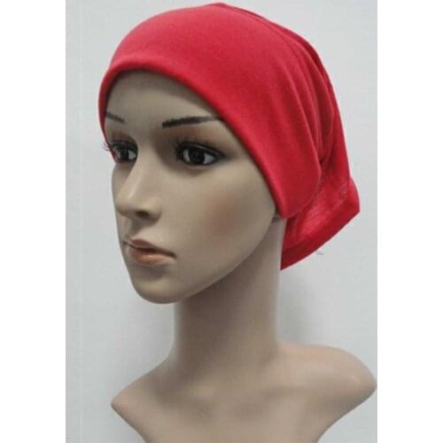 Under Scarf Tube Stretchable Bonnet Cap Women Fashion Hat Headband Tube Turban Bonnet Red Caps Шляпа Женская
