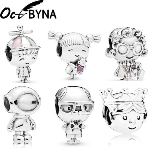 Octbyna Boy Girl Charm Beads Fits Pandora Bracelet Bangle Necklace For Women Girls DIY Princess Bead Jewelry Making Dropshipping