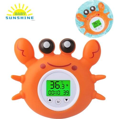 Bath Thermometer Tri-color Fahrenheit and Celsius Lovely Bathtub Safety Temperature Thermometer Crab Shape Floating Bath Toy