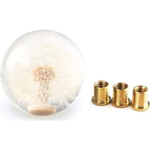 Universal 70MM Racing Crystal Ball Dandelion Real Flowers Shift Knob Shift Head With Three Threaded Adapters