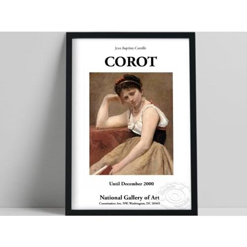 Jean Baptiste Camille Corot Vintage Exhibition Poster, Camille Corot Interrupted Reading Print, Young Girl Portrait Oil Painting