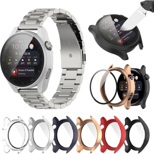 For Huawei Watch 3 Pro Protective Case Full Screen Protector With Tempered Glass Cover For Huawei Watch 3 Smartwatch Case Shell