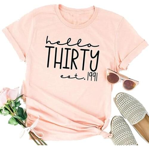 30th Birthday Shirt Women Casual Short Sleeve Top Tee Thirty Letter Print Graphic Tee Shirt TX5155