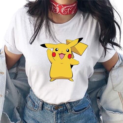 Make Your Design Woman T-shirts Summer Soft Short Sleeve Pikachu Cute Shirt Casual T Shirt Cartoons Tops Women Anime Clothes Tee