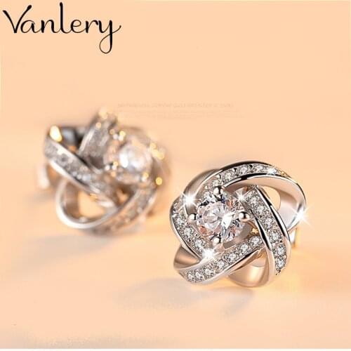 Korean Style Crystal Clover Flower Cross Earrings For Women Lady Bridal Earrings Girls Gifts Pendientes Brincos 2021