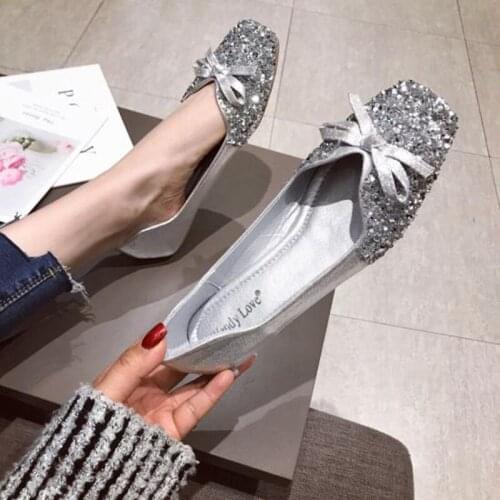 Fashion Flats for Women Bling Shoes Ladies Boat Shoes Slip-on Women Flats Brand Soft Woman Single Shoes A3754