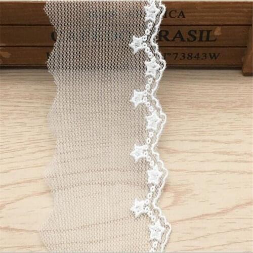 1Yard 6.5cm Black White 2 colors option Flower Embroidered Lace Fabric Trim Ribbons DIY Sewing Handmade Materials