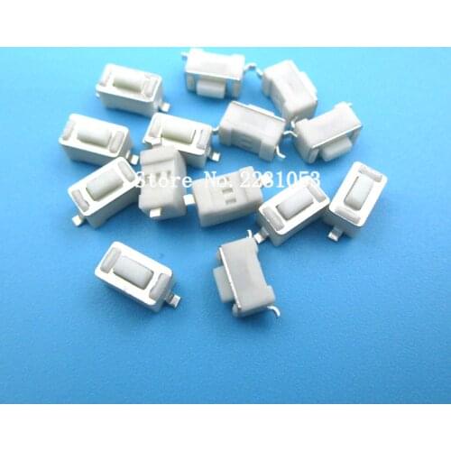 100PCS/LOT 3*6*4.3 mm 2pin SMD Tact Switch Push Button Touch Micro Switch 3x6x4.3H White Button