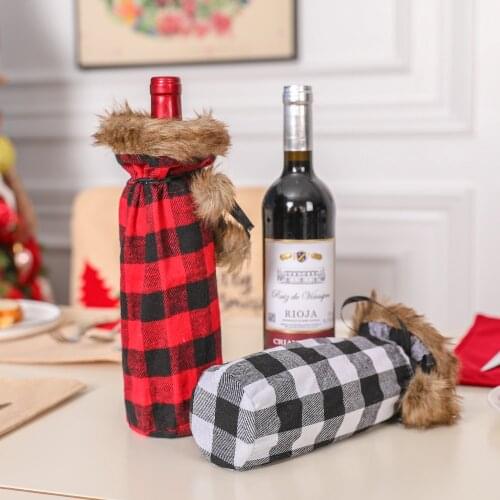 2020 Christmas Decorationred Grid Wine Christmas Household Items Black Cn(origin) Cloth