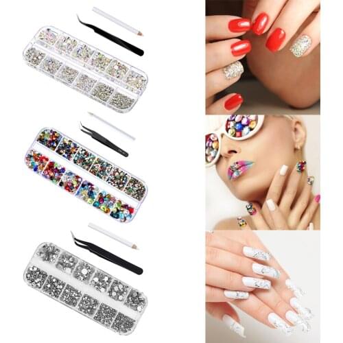 3D Nail Art Rhinestones Crystal Gems Diamonds Beads DIY Craft Makeup Jewelry Making Mixed Color Nail Art Decor Supplies