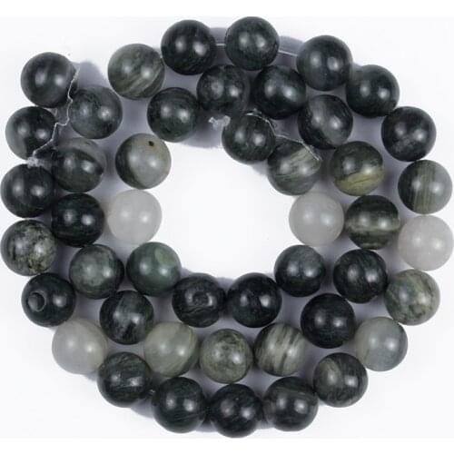 4/6/8/10/12mm Natural Stone Beads Green grass hat Round smooth Loose Beads for Jewelry Making DIY Bracelet Neckalce Accessories