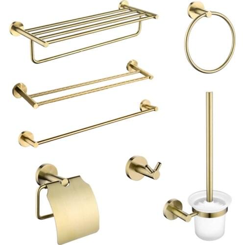 Bathroom Hardware Accessories Brushed Gold Grey Robe Hook Towel Rail Bar Rack Ring Tissue Paper Holder Shelf Toothbrush Holder