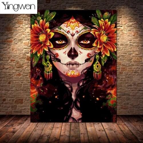 DIY 5D Diamond Painting Skull Girl Diamond Embroidery Full Square Round Drill Mosaic Fantasy Flower Women Cross Stitch Home Gift
