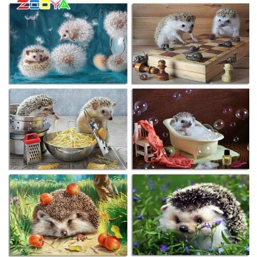ZOOYA 5D Diamond Painting Hedgehog Rhinestone Mosaic Pictures Animals Diamond Embroidery Cross Stitch Kit Diamond Art Home Decor