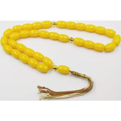 Ambers Yellow Color Resin Tasbih 33 45 51 66 99 Prayer Beads high quality Kuwait misbaha Mans Islam bracelet Muslim gift rosary