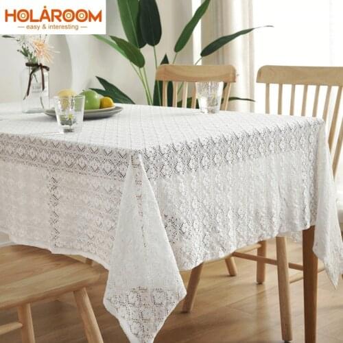 White Vintage Table Cloth Wedding Decor Lace Tablecloth Floral Table Cover Party Decorative Tea Table Cloth Home Table Decor