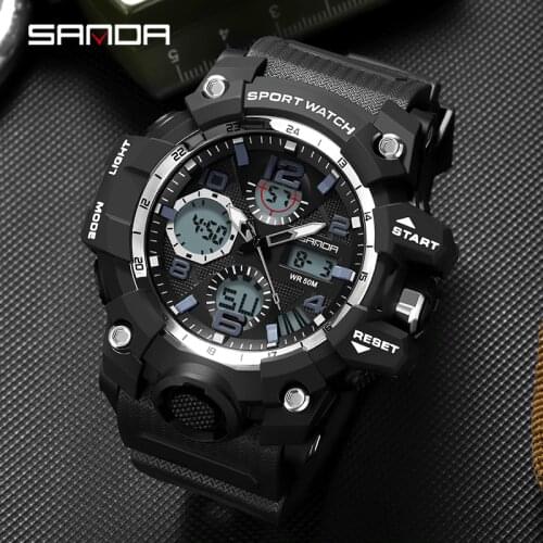 Mens Watches SANDA Top Brand Luxury Quartz Watch Men Fashion Luminous Army Sports Waterproof Men Wrist Watch Relogio Masculino