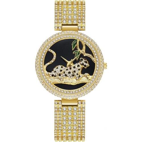 MISSFOX Watches for Women The New Luxury Gold Original Leopard Party Wristwatch with Waterband Waterprrof Elegant Gift V278
