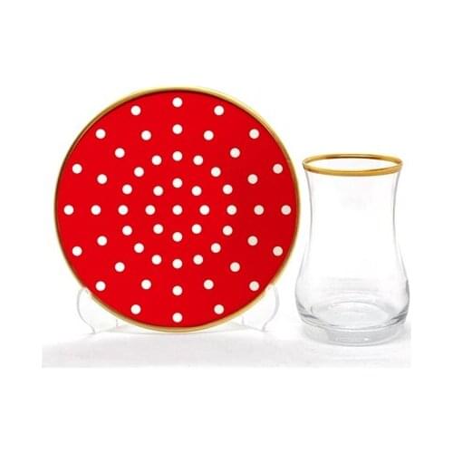 Drop Tea Set 12 pieces Polka Dot Red