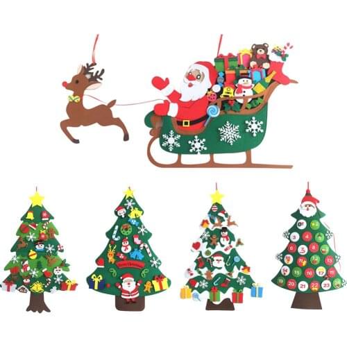 Children DIY Felt Christmas Tree Christmas Decorations For Home Cristmas Ornament Xmas Navidad Gifts Santa Claus New Year Tree