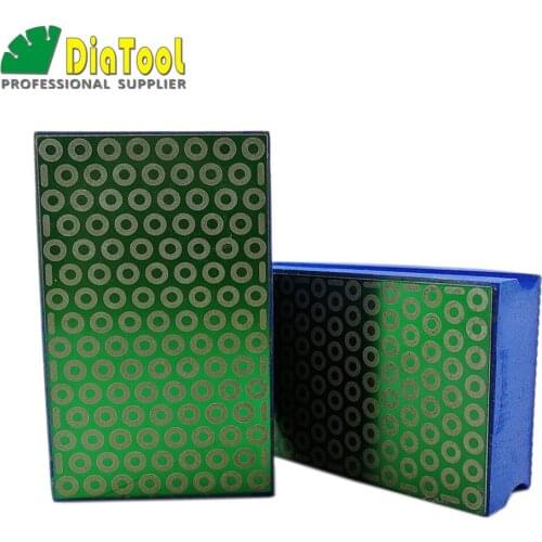 DIATOOL 2pcs Electroplated Diamond Hand Polishing Pad 90X55MM #800 Hard Foam-backed Hand Pad