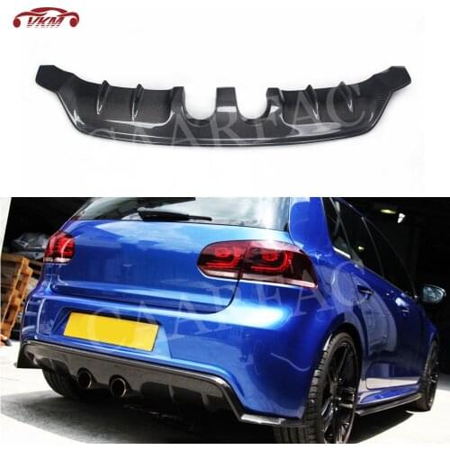 For MK6 R20 Rear Bumper Lip Diffuser Spoiler For VW Golf 6 VI R20 2010-2013 E Style Carbon Fiber / FRP Back Bumper Protector