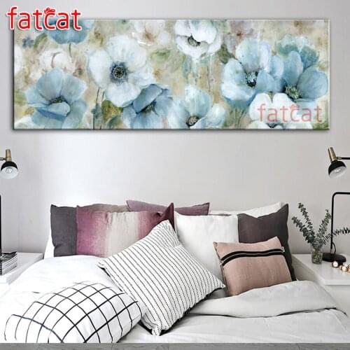 FATCAT Abstract watercolor blue flower large 5D Diy Daimond Painting Full Square Round Drill Rhinestone Embroidery Sale AE1922