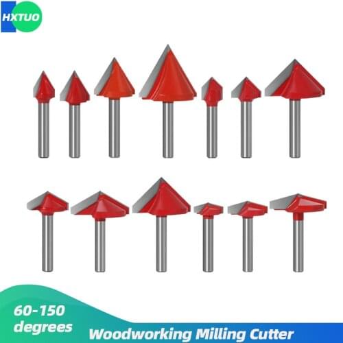 6mm V Bit CNC Carbide End Mill Engraving Milling Cutter 60-150 Degree Woodworking Carving Knife Tungsten Carbide Cutting Tool