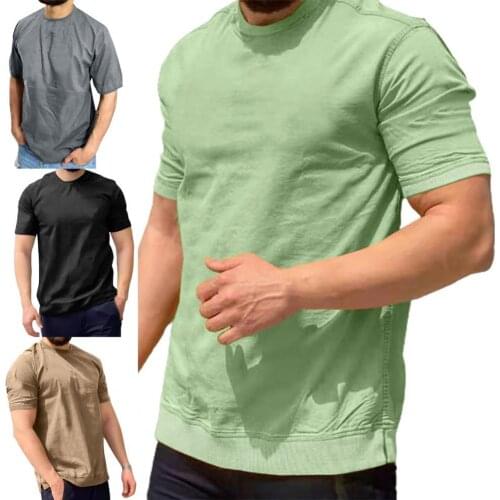 T-shirt Tops Summer Short Sleeve Tops Tees Loose Basic T-shirt Pullover O Neck Solid Color Men Top shirt Blouse Tops Slim Summer