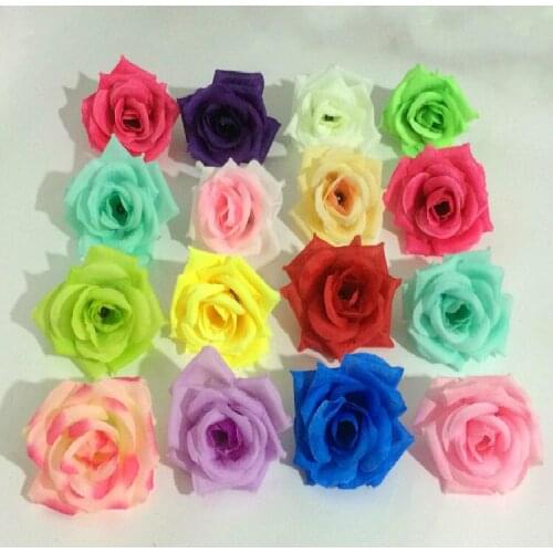 Hot Sale 10pcs/lot 8cm Multicolor Artificial Rose Silk Flower Heads DIY Wedding Home Decoration Festive Party Supplies Decor