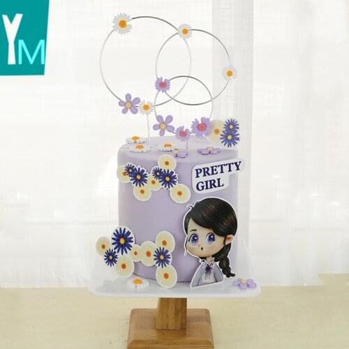 Ins Happy Birthday Cake Topper Kids Girl wrought iron birthday party cake toppers for Baby shower party Dessert Cakes decoration