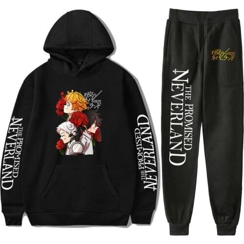 The Promised Neverland Hoodies and Sweatpants Mens Womens Anime Cosplay Hooded Sweatshirts Tracksuits Suit 2021 New Spring Top
