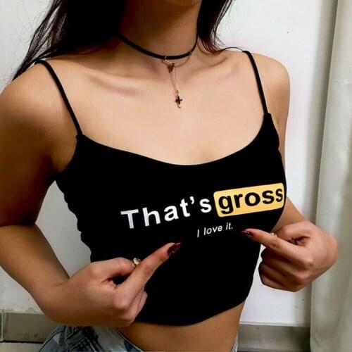 Summer Sexy Women Crop Top 2020 Printing Letter Embroidery Strap Tank Tops Cropped Feminino Ladies Elastic Shirt Vest Camisole