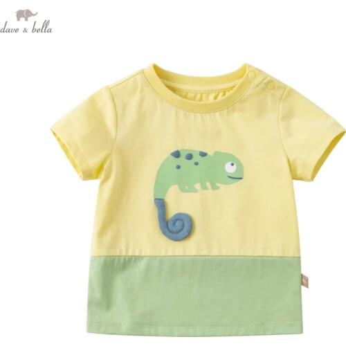 DBX17720 dave bella summer baby boys casual cartoon patchwork T-shirt children tops kids boy fashion tees