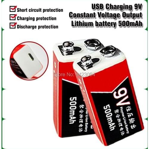USB lithium Rechargeable Battery 9V 500mAh for Multimeter Microphone Remote Control massager ktv use 9v usb battery