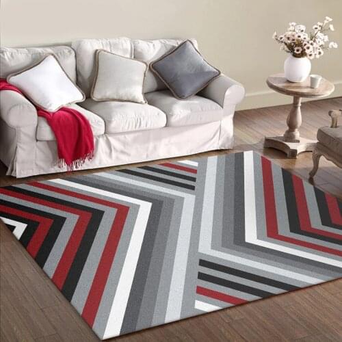 Fashion Modern Sports Wind Grey Crimson Black And White Asymmetrical Geometric Simple Lines Living Room Bedroom Bedside Carpet