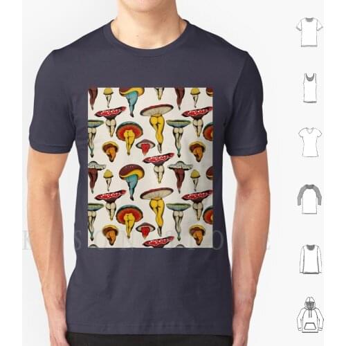 Mushroom Poster T Shirt Men Cotton Tattoo Flash Mushrooms Butt Cute Sexy Funny Vegan Botanical
