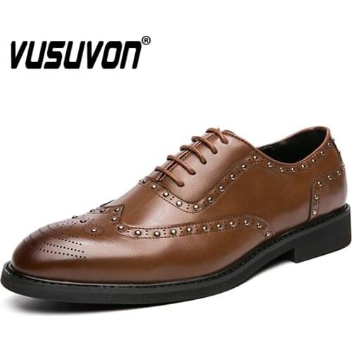Mens Oxford Shoes Genuine Leather Italian Design British Style 2021 Fashion Party Dress Wedding Flats Laces Brogues 38-48 Size