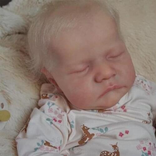 090B 19’’ Soft Toy Reborn Soft Realistic Sleeping Doll Lifelike Educational Interactive Caucasian Doll Lovely Baby Party Gift