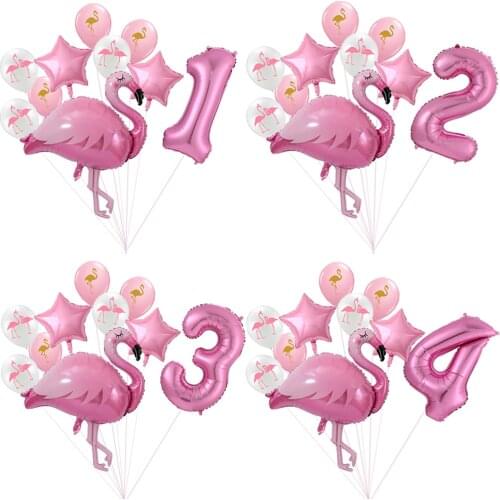 Giant Flamingo Foil Balloon Set 30Inch Pink Number Balloons 1 2 3 4 5 6 7 8 9 Years Old Girl Birthday Party Baby Shower Decor Ki