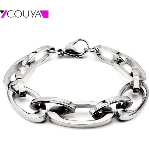 2021 Fashion Big Wide Metal Gold Thick Chain Bracelets for Women Wristband Jewelry Geometric Punk Bracelet Necklace Set