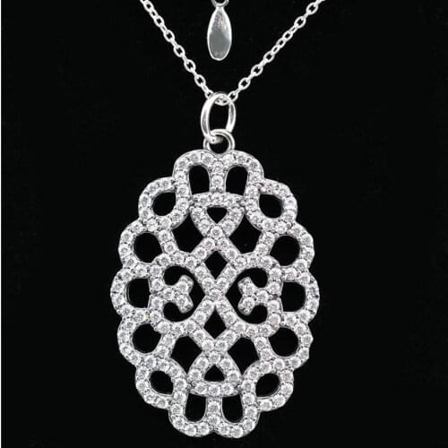 Original Openwork Shimmering Lace With Crystal Necklace For 925 Sterling Silver Bead Charm Bracelet Europe Diy Jewelry