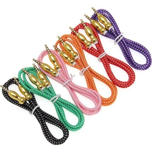 Braided Metal Gourd Head AUX Car Audio Cable 3.5mm Car Audio Male To Male Audio Cable for Headphones IPhones IPads 100pcs