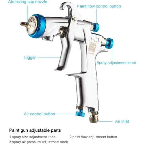 400ml Cup Spray Gun Hand Manual Spray Gun 0.8/1.0/1.3/1.5/1.8mm Sprayer Air Gun Painting Power Tools Stainless Steel Hand Tools