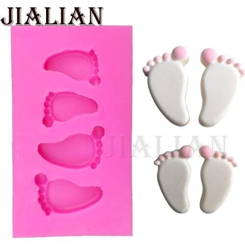 Mini baby feet chocolate cake decorating tools DIY baking fondant silicone mold footprint Kitchenware Bakeware T0257