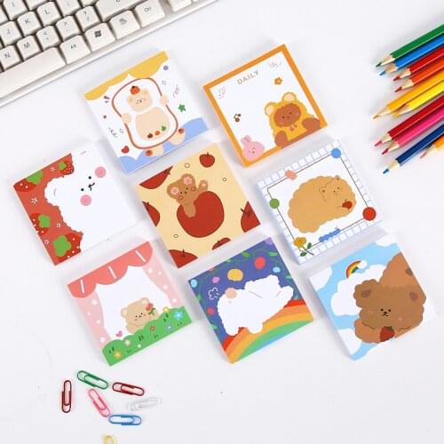 Cute Bear Memo Pad Hand Account Material Cartoon Memo Draft Word Book Memo Paper Stationery Papeleria Planner Kawaii Stickers